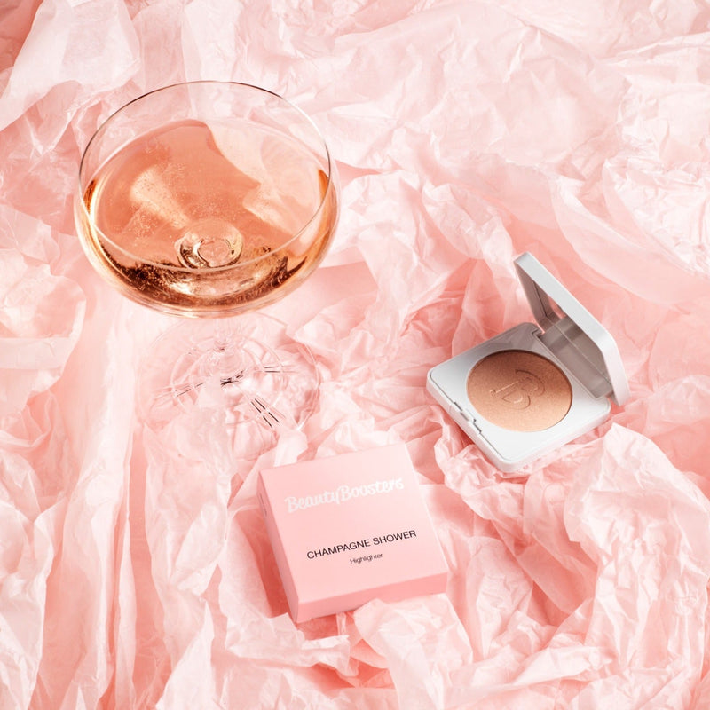 The Everything I Need Combo: Champagne Shower Highlighter, Genie in a Powder Bronzer, Make Me Blush & Rhubarb Rebel Blush - BeautyBoosters